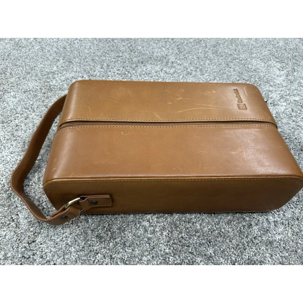 Vintage Electrolux Brown Clava Leather Double Wine Bottle Carrier Tote
